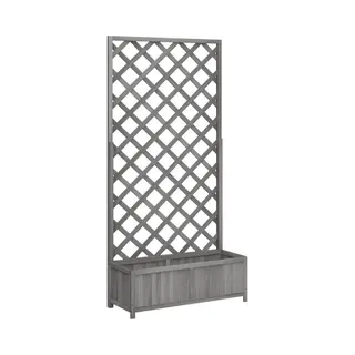 Planter With Trellis Grey Solid Wood Fir Vidaxl