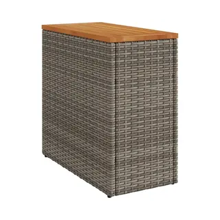 Garten-beistelltisch Mit Holzplatte Grau 58x27, 5x55 Cm Rattan Vidaxl