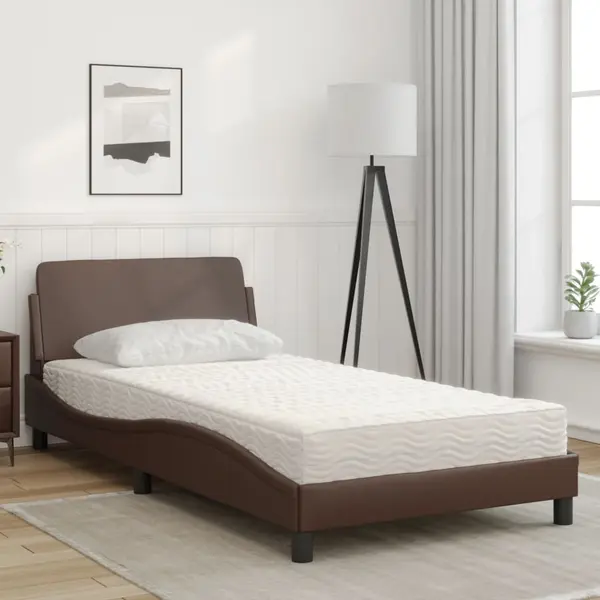 Bett Mit Matratze 'dover' Braun 100x200 Cm Kunstleder Vidaxl thumbnail