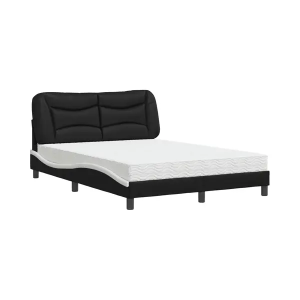 VidaXL Bett Mit Matratze "Hvar" Schwarz Und Weiß 140x190 Cm Kunstleder thumbnail