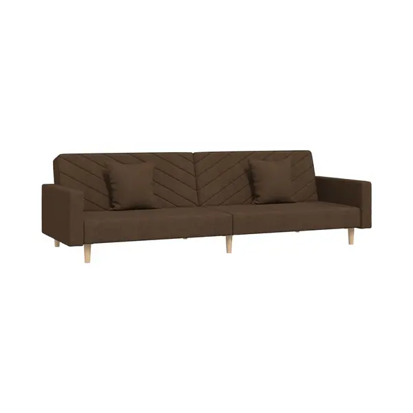 Schlafsofa 2-sitzer Mit 2 Kissen Braun Stoff Vidaxl thumbnail