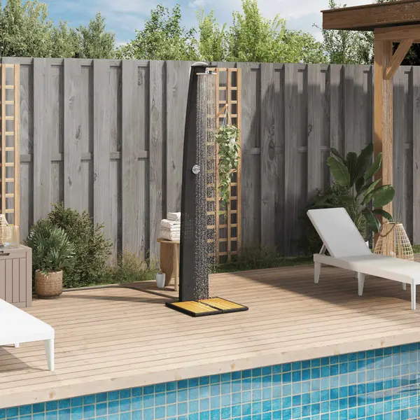 VidaXL Buitendouche 55x60x224 Cm Poly Rattan En Acaciahout Zwart thumbnail