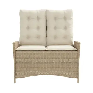 VidaXL Gartenbank Verstellbar Mit Kissen Beige Poly Rattan