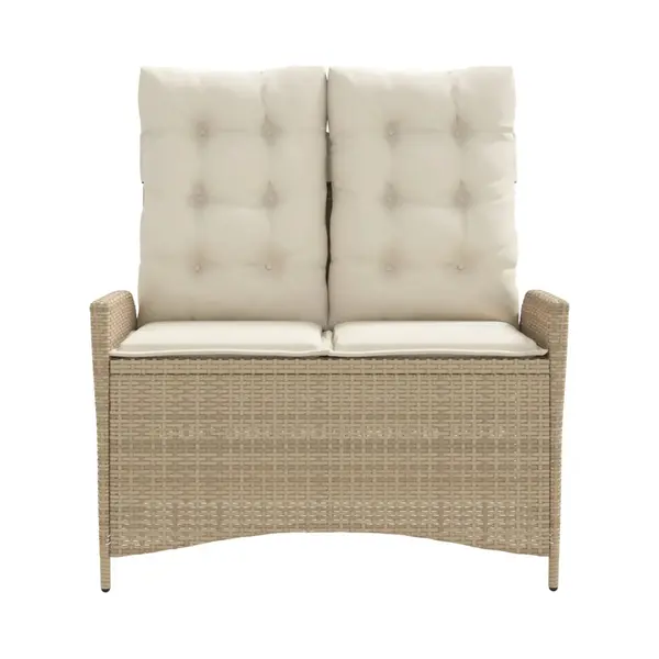VidaXL Gartenbank Verstellbar Mit Kissen Beige Poly Rattan thumbnail
