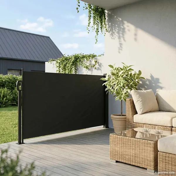 VidaXL Seitenmarkise Ausziehbar Schwarz 117x300 Cm thumbnail