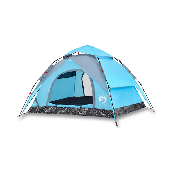 VidaXL Kuppel Campingzelt 3 Personen, Kuppelzelt Mit Quick-Release-System, Wurfzelt Mit Netzwände Überzelt, Zelt, Blau 190T Polyester thumbnail