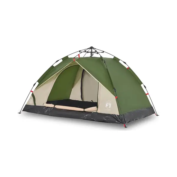 VidaXL Kuppel Campingzelt 3 Personen, Kuppelzelt Mit Quick-Release-System, Wurfzelt Mit Netzwände Überzelt, Zelt, Grün 190T Polyester thumbnail
