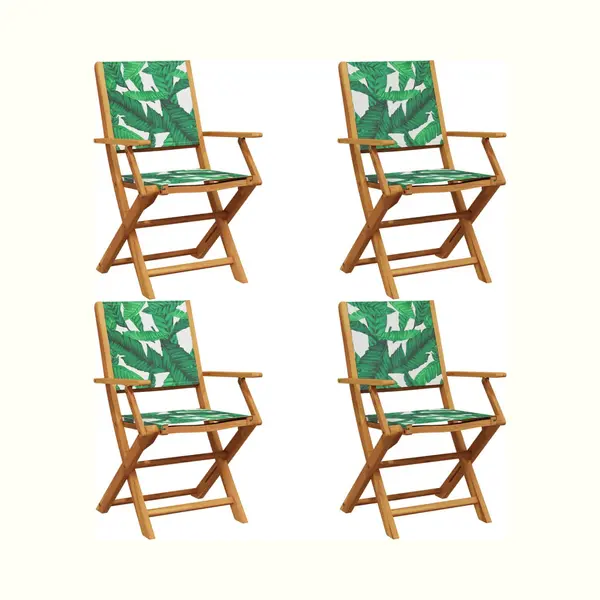 VidaXL Gartenstühle 4 Stk. Klappbar Grün Stoff Und Massivholz thumbnail
