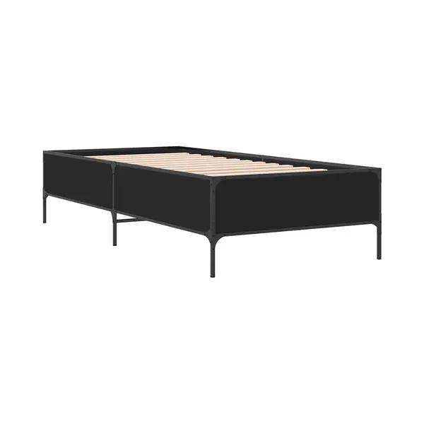 Bettgestell Schwarz 90x200 Cm Holzwerkstoff Und Metall Vidaxl thumbnail
