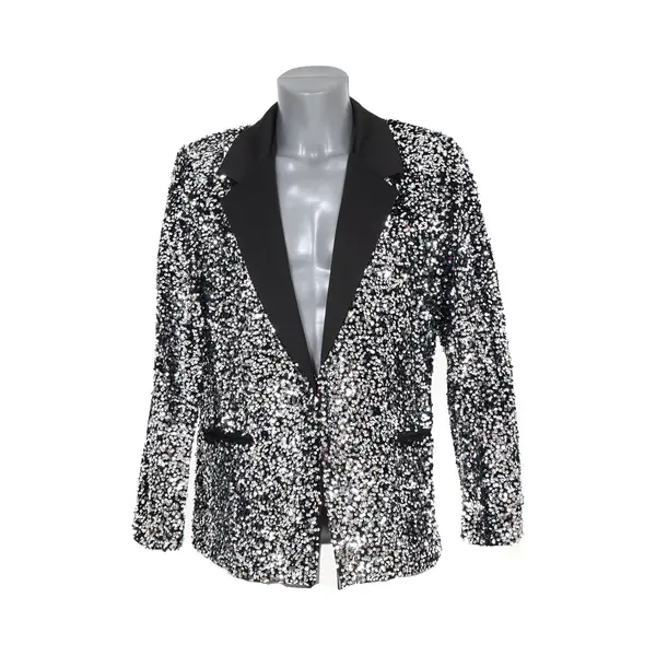 momol Pailletten Colbert - Zilver - Heren - Disco Colbert - Carnavalscolbert - Glitter En Glamour - Maat M thumbnail