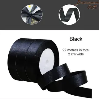 Duurzaam&Mi - Satijnen Lint - Zwart - 3 Pack - 20mm - 22 Meters - Satijnen Linten - Decoratie - Zijden Linten - Cadeaulint - Autolint -Stoffen Linten