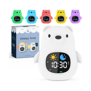 Dutsi - Sleepy Luna - 3-in-1 Slaaptrainer Ijsbeer - Slaapwekker - Nachtlampje - White Noise