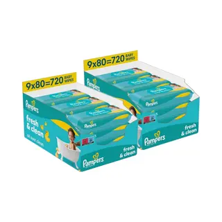 Pampers - Fresh & Clean Babydoekjes - 18 X 80 = 1440 Babydoekjes - Volume Deal