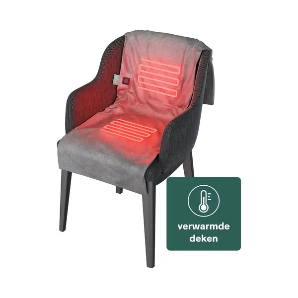 Sinji Elektrische Warmtedeken – Draadloos Infrarood Warmtedeken – Verwarmd Stoelkleed – Incl. Powerbank – 135x48 Cm – Grijs thumbnail