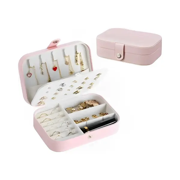 Galeara Design Sieradenetui Roze Voor Op Reis- Sieraden Etui Vrouwen Met Drukknopsluiting - Sieradenopberger Op Vakantie Cleo thumbnail