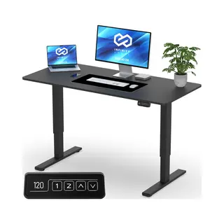 Infinity Goods Zit Sta Bureau - Elektrisch Verstelbaar In Hoogte - 120 X 60 Cm - Zwart