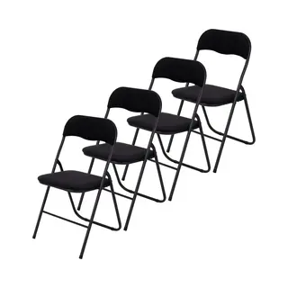 Brixy Klappstühle 4er Set - Samt - Esstisch Stühle - 43 X 47 X 80 Cm - Schwarz