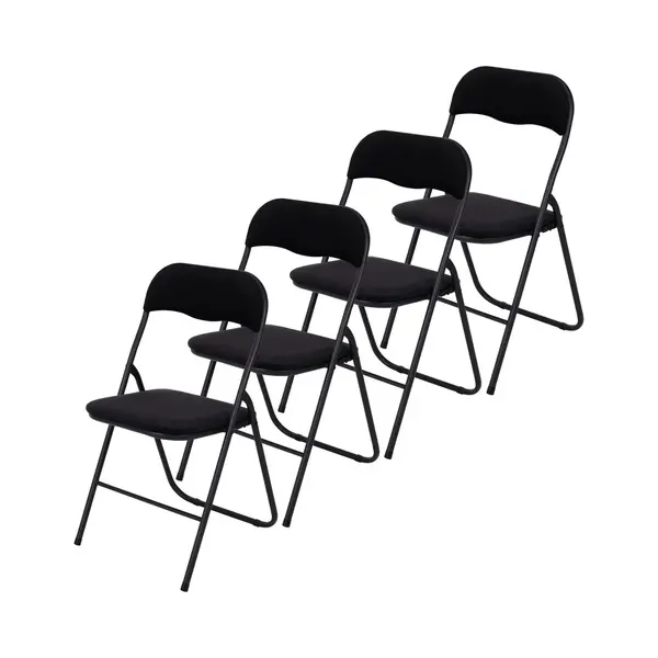Brixy Klappstühle 4er Set - Samt - Esstisch Stühle - 43 X 47 X 80 Cm - Schwarz thumbnail