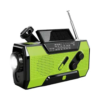 Brixy Noodradio - Radio Met Accu Batterij Voor Noodsituaties - 5000 Mah - Opwindbaar - Solar - Zaklamp - Powerbank - Groen