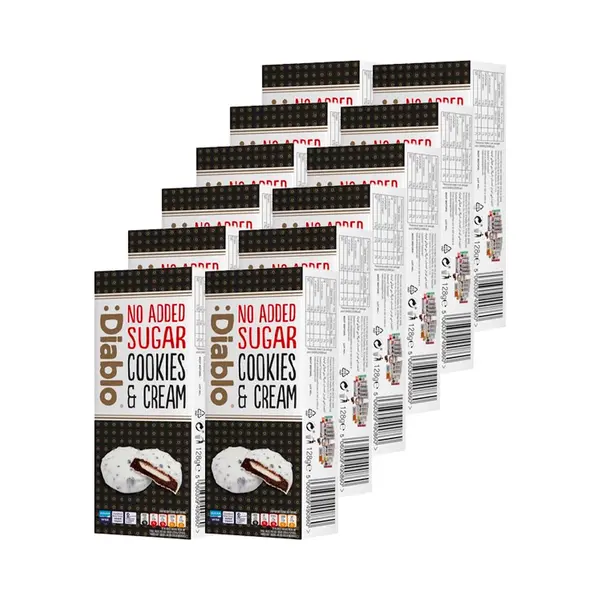 Diablo Sugar Free Diablo | No Added Sugar | White Chocolate Cookies & Cream | 12 Stuks | 12 X 128 Gram thumbnail