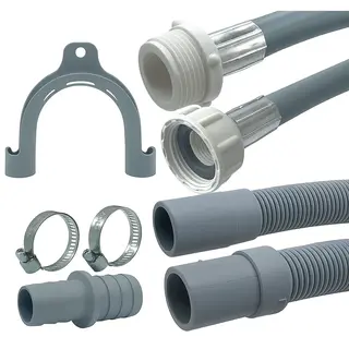 Fixem® - 2.5M Verlengslang Set Voor Wasmachine En Vaatwasser - Toevoerslang En Afvoerslang Verlengset - Inclusief Afvoerverbindsstuk 19mm X 21mm En