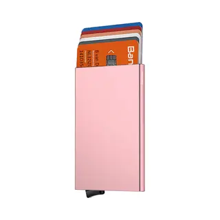 DutchOne Pasjeshouder Mannen & Vrouwen - Kaarthouder Pasjes - Pasjeshouder Uitschuifbaar - Creditcardhouder - Rfid Pasjeshouder Aluminium - Roze/Rose