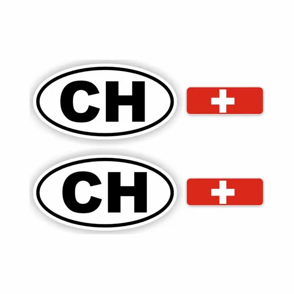 Jerma allerhandestickers Jerma - Ch -Zwitserland Vlag - Auto - Sticker - 2x Ovaal 13x7 Cm - 2st 7x2.5 Cm - Vinyl - Zelfklevend thumbnail