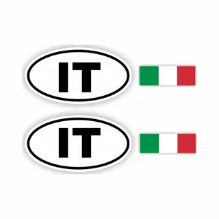 Jerma allerhandestickers Jerma - It - Italië Vlag -Auto - Sticker - 2 St Ovaal 13x7 Cm - 2 St 7x2.5 Cm - Vinyl - Zelfklevend
