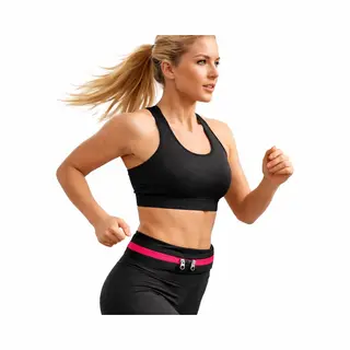 Cheaperito Running Belt Dames I Heuptas I Elastische Heuptas I Sporttas I Hardlooptas I Fanny Pack I Zip Pouch I Zwart/Roze