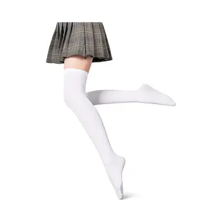 Cheaperito Hoge Dunne Kniekousen Meisejs & Dames I Elastische Knie Sokken I Knie Kousen I Verkleedkousen I Rekbaar 50 X 7.5 Cm I One Size S/L I Wit
