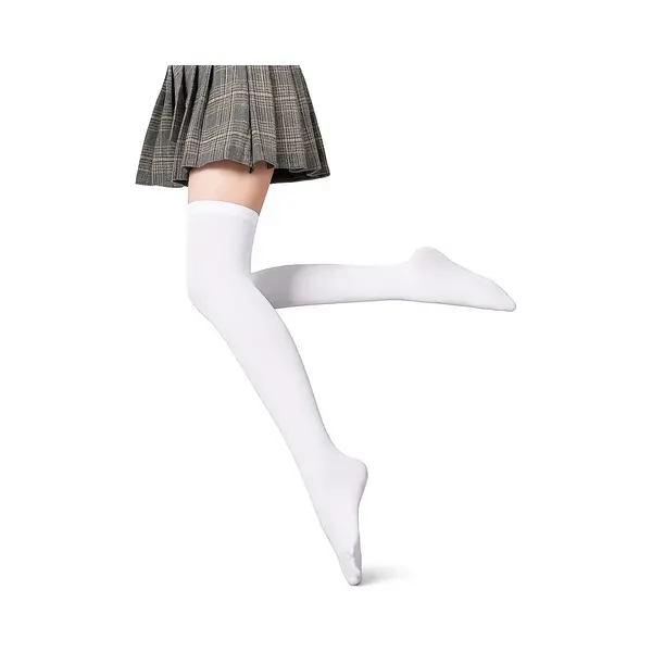 Cheaperito Hoge Dunne Kniekousen Meisejs & Dames I Elastische Knie Sokken I Knie Kousen I Verkleedkousen I Rekbaar 50 X 7.5 Cm I One Size S/L I Wit thumbnail