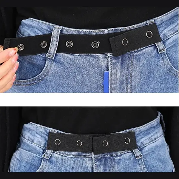Cheaperito Stretch Tailleriem I Tailleverlener & Verkorter In 1 I Elastische Rem Zonder Gesp I Knoopverlenger I Zwart thumbnail