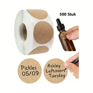 Cheaperito Rol Van 500 Bruine Ronde Papieren Label Stickers I Verpakkings- En Etiketteringsstickers I Ø 2, 5 Cm I Plaklabels Voor Organisere & Naamlabels