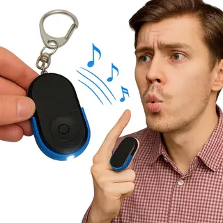 Cheaperito WhistleGuard Sleutelzoeker Met Led – Sleutelhanger Met Fluitfunctie & Licht – Anti-Verlies Alarm – Zwart/Blauw – Inclusief Batterij – Abs &