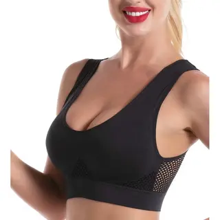 Cheaperito Ademende Sport Bh I Sportbeha I Elstisch I Draadloos I Push Up Sport Bh I Onzichtbaar I Strapless Bra I Zwart I Maat L