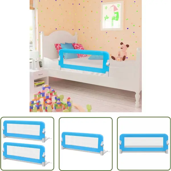 VidaXL Bedbeveiliging - Kinderbedhekjes - Kinderbedhekjes 2 St 102x42 Cm Blauw - Veiligheids Hek - Kinderkamer Decoratie - Blauwe Kinderproducten thumbnail