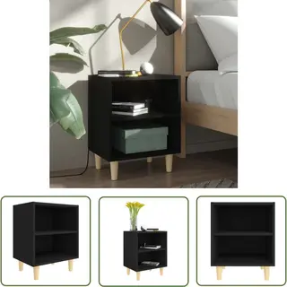 VidaXL Scandinavisch Design - Nachtkastje - Nachtkastje Met Massief Houten Poten 40x30x50 Cm Zwart - Zwarte Nachtkast - Hout Meubilair -