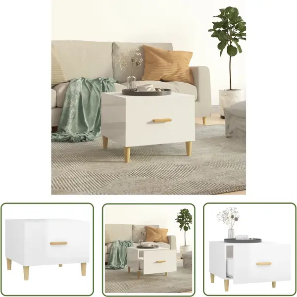 VidaXL Witte Salontafel - Salontafel - Salontafel 50x50x40 Cm Bewerkt Hout Hoogglans Wit - Hoghglans Salontafel - Salontafel Bewerkt Hout - VitaXL thumbnail