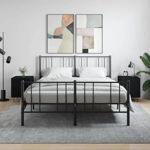 VidaXL Modern - Nachtkastjes - Nachtkastjes 2 St 40x40x50 Cm Bewerkt Hout Zwart - Houten Nachtkastjes - Zwarte Nachtkastjes - Bijzettafels thumbnail