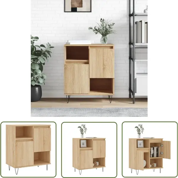 VidaXL Salontafel - Dressoir - Dressoir 60x35x70 Cm Bewerkt Hout Sonoma Eikenkleurig - Houten Dressoir - Landelijk Dressoir - Vintage Dressoir thumbnail