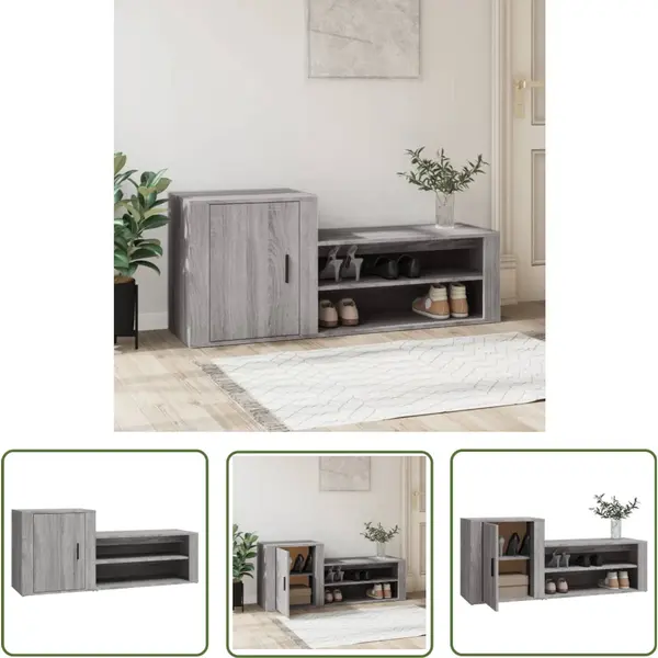 The Living Store Schuhschrank Grau Sonoma 130x35x54 Cm Holzwerkstoff - Schuhschrank - Schulaufbewahrung - Garderobe - Flurmöbel - Wohnzimmer Deko thumbnail