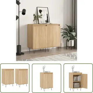 VidaXL Salontafel - Dressoirs - Dressoirs 2 St 40x35x70 Cm Bewerkt Hout Sonoma Eikenkleurig - Tv Meubel - Houten Dressoir - Vintage Dressoir
