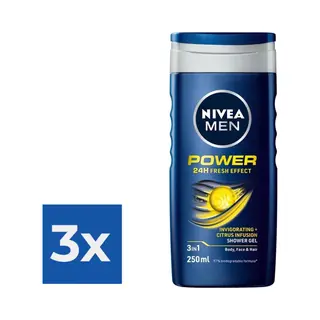 Nivea Men Douchegel Power Refresh - Voordeelverpakking 3 X 250 Ml