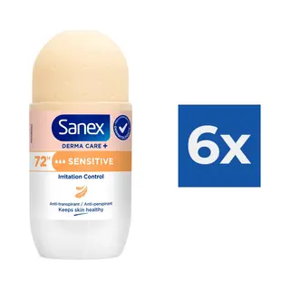 Sanex Deo Rol Dermo Sensitive Ph Balance - 50 Ml - Voordeelverpakking 6 Stuks