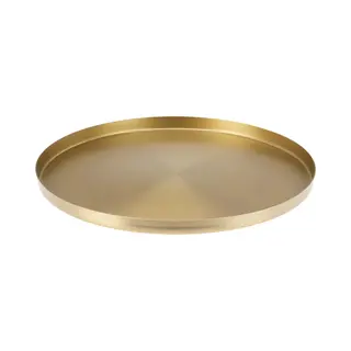 H&S Collection Onderbord/kaarsenbord - Serveerschaal - Rvs - Mat Goud - 30 X 1 Cm - Rond