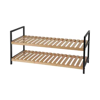 Excellent Houseware-schoenenrek-bamboo-2 Laags-zwarte Metalen Zijkanten