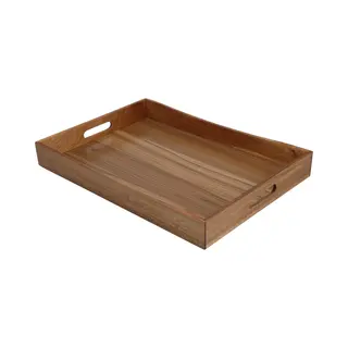 Excellent Houseware Dienblad Van Bamboe Hout - 50 X 35 X 6 Cm - Bruin - Hoge Opstaande Rand - Voor Glazen En Kopjes