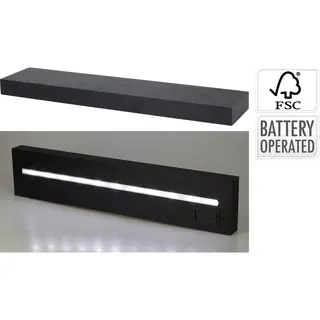 Home & Styling collection Home&Stylingcollection-wandplank-zwart-met Led-verlichting-60cm