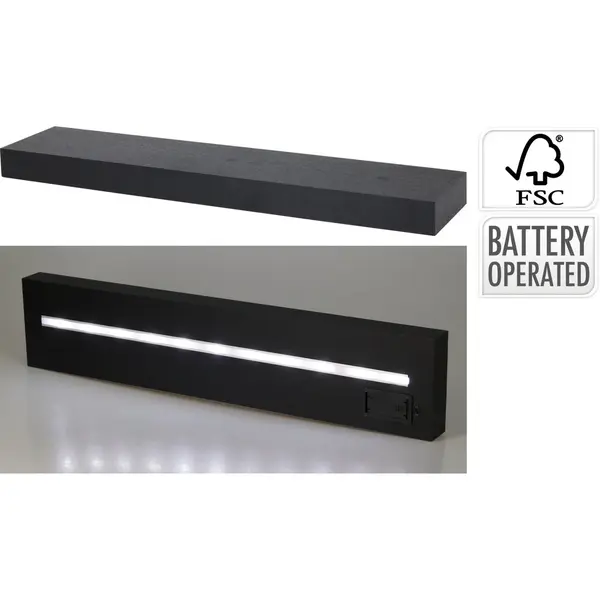 Home & Styling collection Home&Stylingcollection-wandplank-zwart-met Led-verlichting-60cm thumbnail