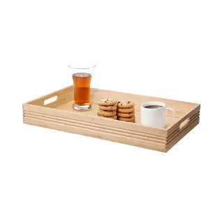 Excellent Houseware Dienblad Van Bamboe Hout - 50 X 30 X 6.5 Cm - Naturel - Hoge Opstaande Rand - Voor Glazen En Kopjes